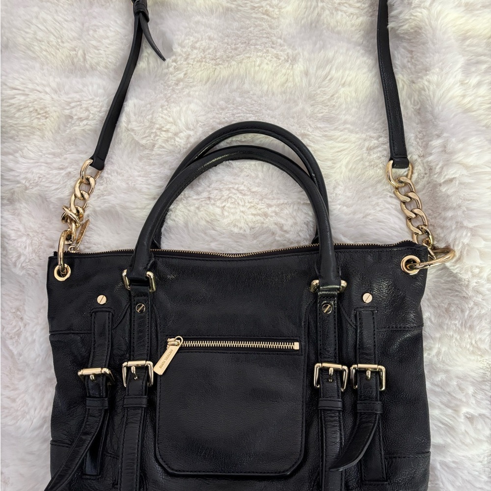 Michael Kors McGraw black and gold Crossbody large Satchel handbag